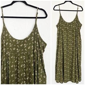 Natural Life Boho Green Floral Dress, M/L